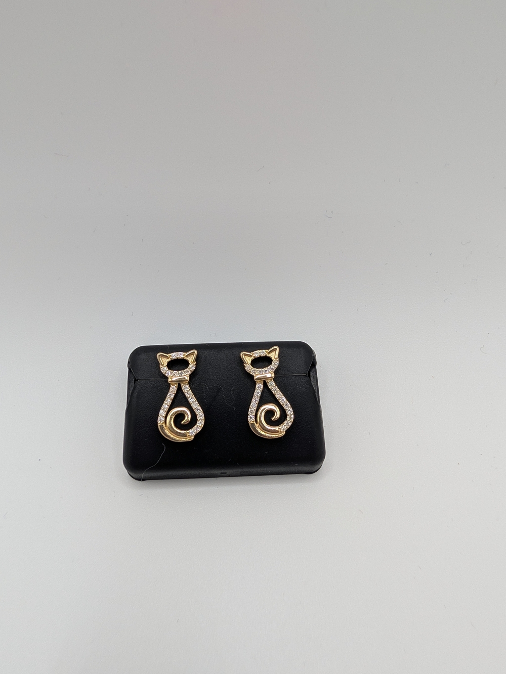 925 Sterling Silver Gold Moissanite Cat Stud Earrings Screw Back 0.75 CTW